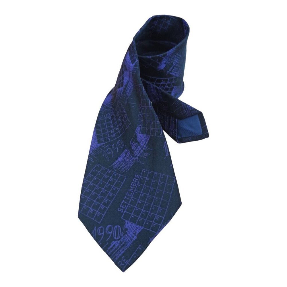 MOSCHINO Black Calendar Silk Tie ITALY 56”/ 3.5”  EC - Picture 3 of 7